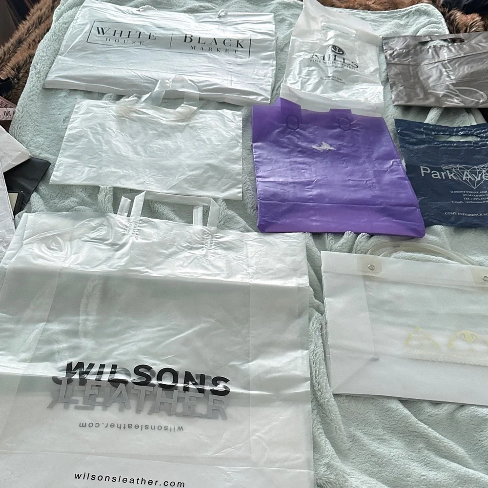 9 Assorted Empty Plastic Gift Bags